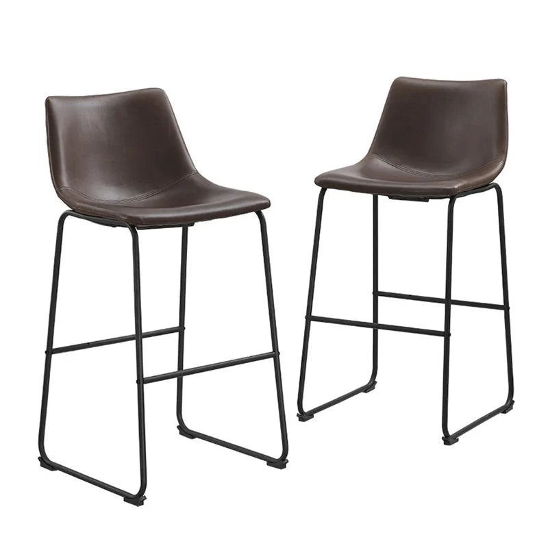 40" Faux Leather Bar Stool in Brown (Set of 2)