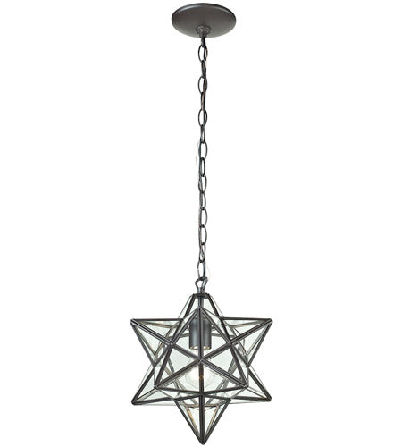 1-Light Single Star Pendant, Bronze/Clear - 10" x 9" x 9" (#K6654)