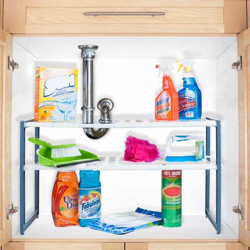 15.33" Adjustable Under Sink Two Shelf Shelving Rack VB143