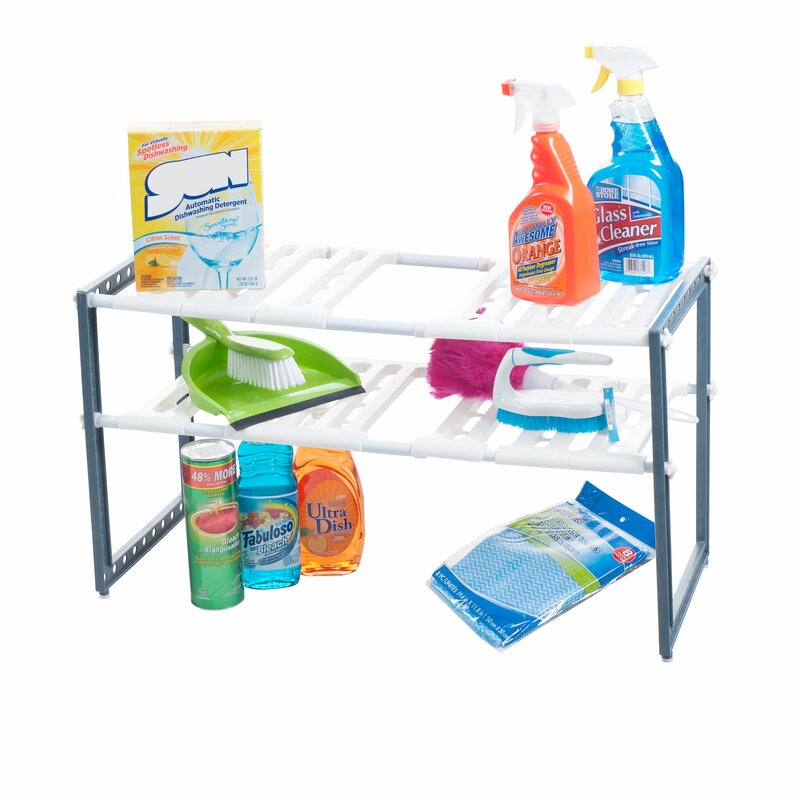15.33" Adjustable Under Sink Two Shelf Shelving Rack VB143