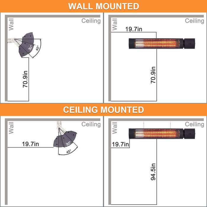 1500 Watt Electric Celling Mounted Patio Heater