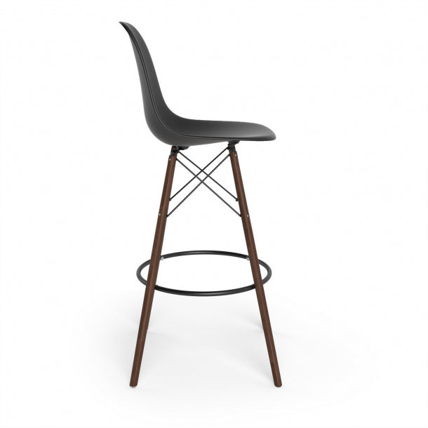 2pc set paris bar stools-black/walnut