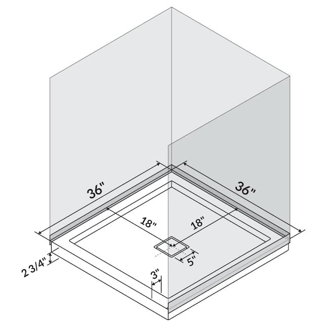 36-in W x 36-in L with Center Drain Square Shower Base (White)