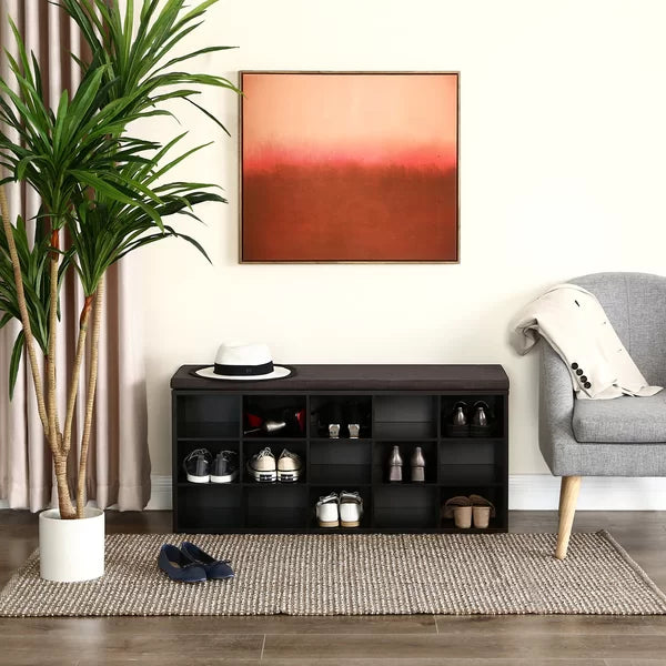 Espresso 15 Pair Shoe Storage Bench