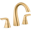 Avail Vibrant Brushed Moderne Brass 2-handle Widespread WaterSense Mid-arc Bathroom Sink Faucet with Drain