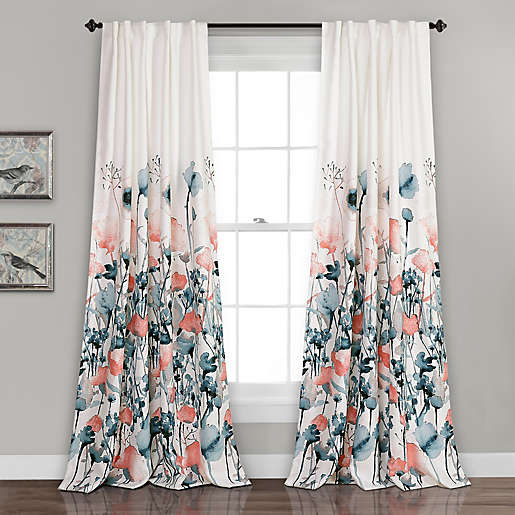 Zuri Flora 84-Inch Room Darkening Window Curtain Panels in Blue (Set of 2) B18-DS54