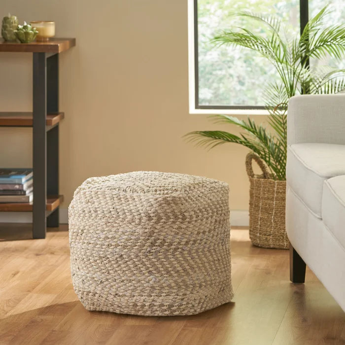 16'' Wide Square Chevron Pouf Ottoman