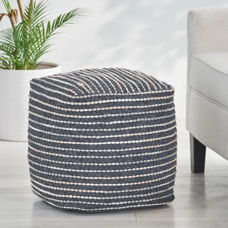 16'' Wide Square Striped Pouf Ottoman