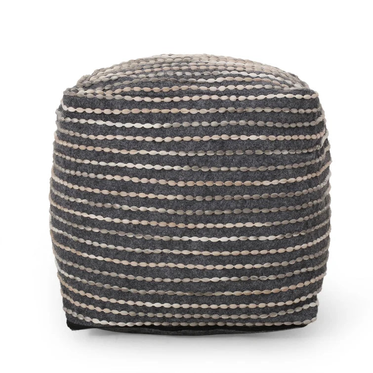 16'' Wide Square Striped Pouf Ottoman