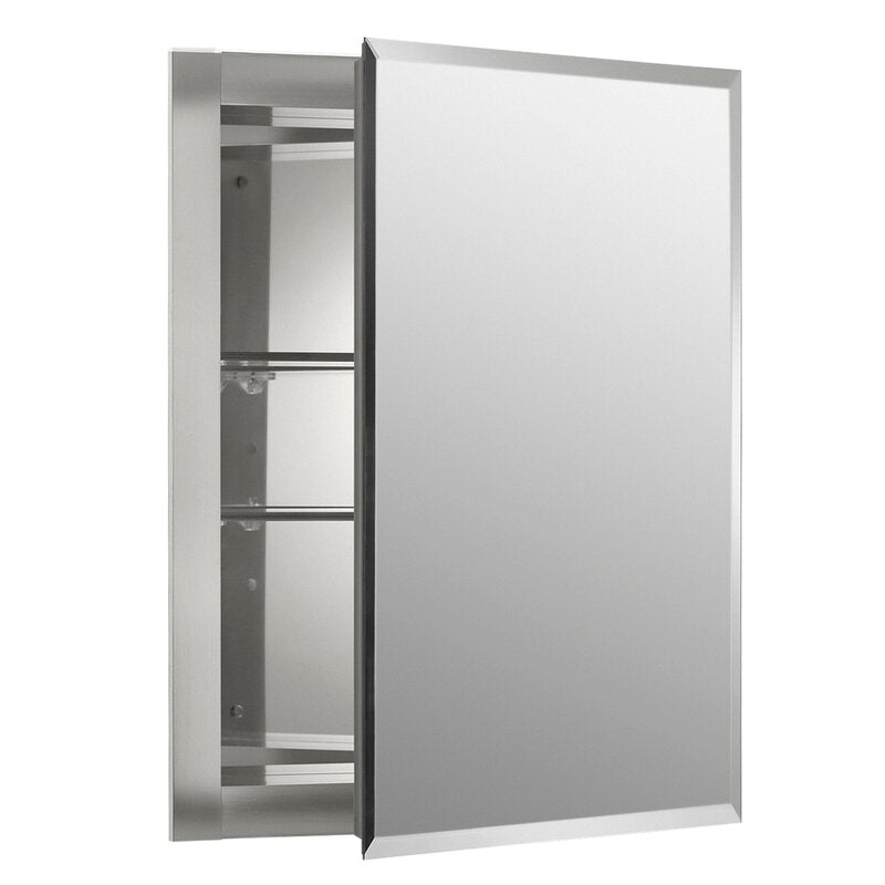 16" x 20" Recessed Frameless Medicine Cabinet with 2 Adjustable Shelves