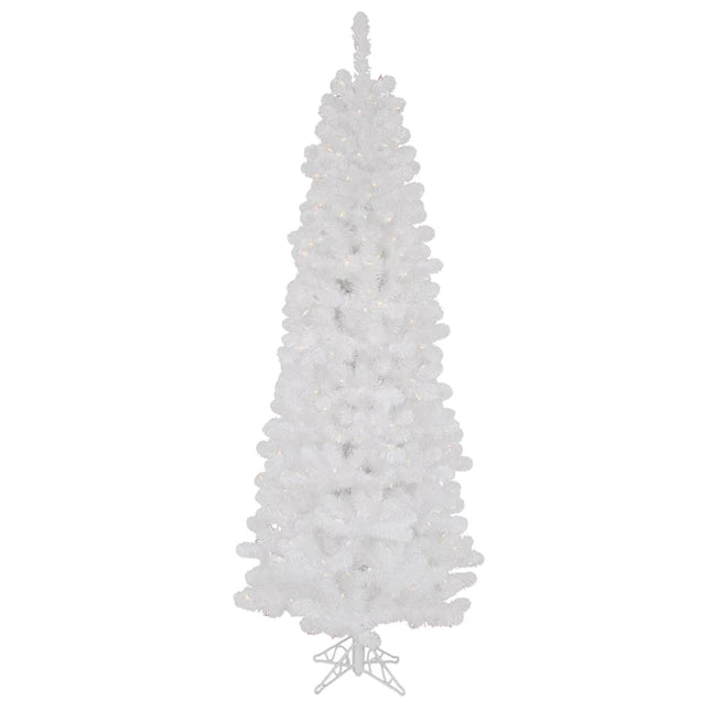 4.5-ft Pre-lit Traditional Slim White Artificial Christmas Tree with Incandescent Lights