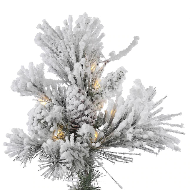 3.5-ft Pre-lit Traditional Flocked White Artificial Christmas Tree with Incandescent Lights