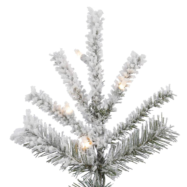 7.5-ft Pre-lit Traditional Flocked White Artificial Christmas Tree with LED Lights