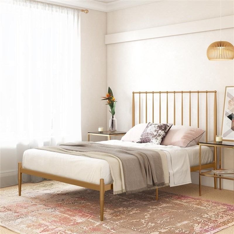 DHP Giulia Queen Metal Spindle Bed in Gold