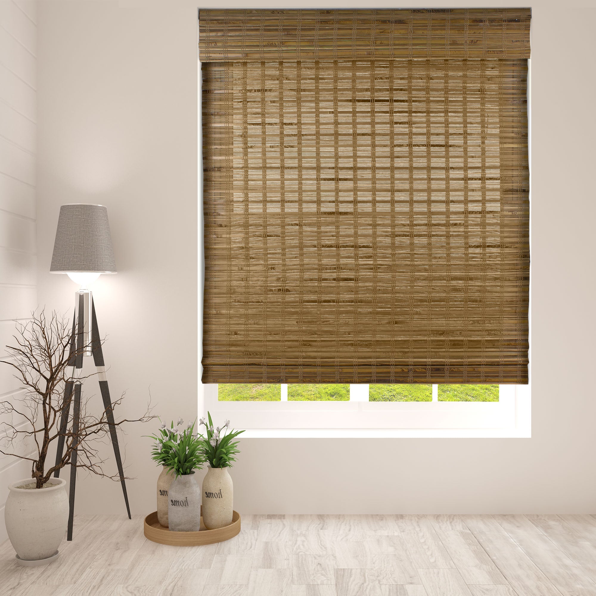 Set of 2 - Dali Native Cordless Light Filtering Bamboo Woven Roman Shade - 40" x 60" (#K3216)