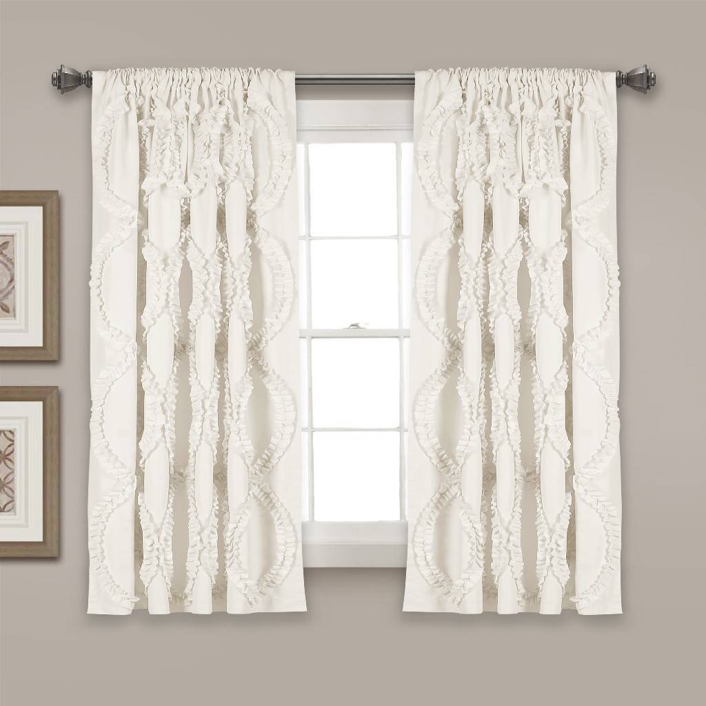 Avon Window Curtain White 54x63, Lush Decor, (Set of 4)