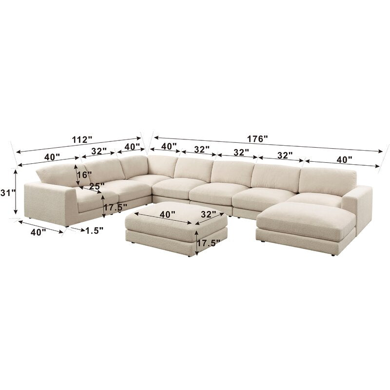 176'' Wide Reversible Corner Sectional with Ottoman *AS-IS* SHB508 (8 boxes)