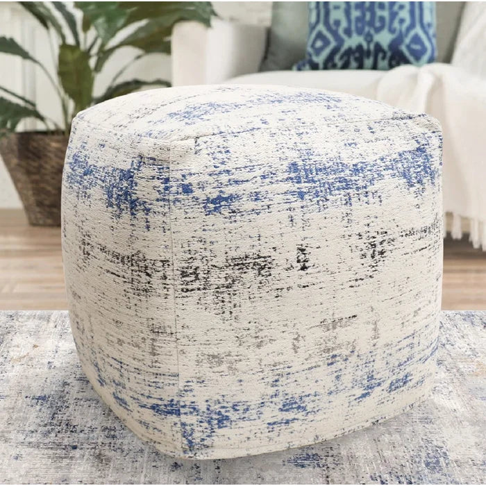 17'' Wide Square Abstract Pouf Ottoman