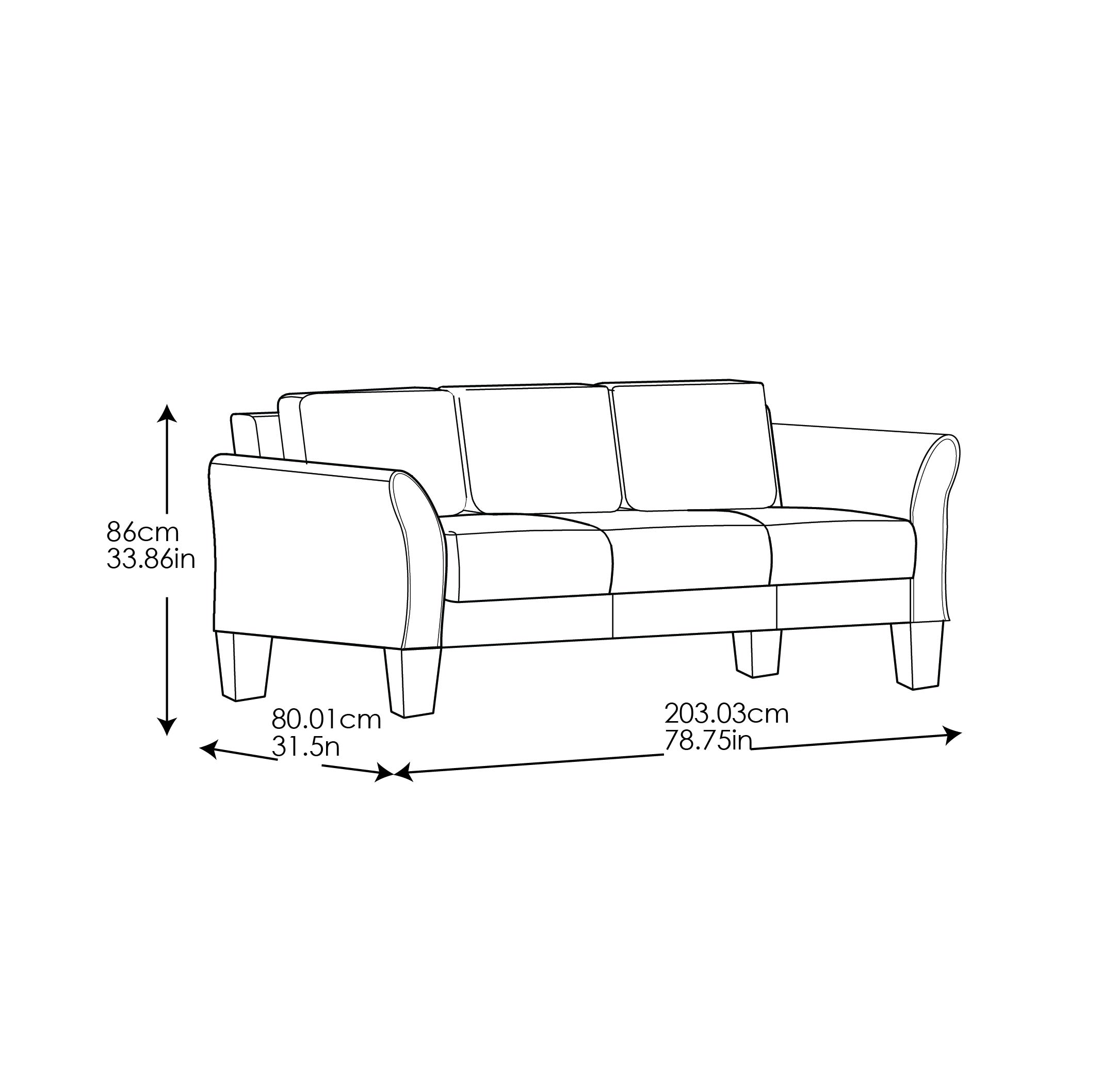 Alexa 3-Seat Curved Arm Microfiber Sofa, Coffee #CR2211