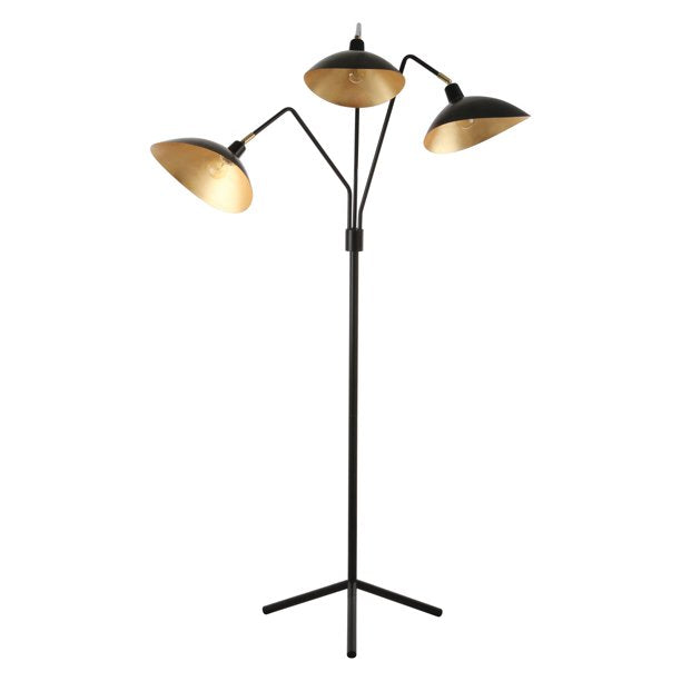 Black Safavieh Iris 69.5 Mid-Century Triple Light Floor Lamp