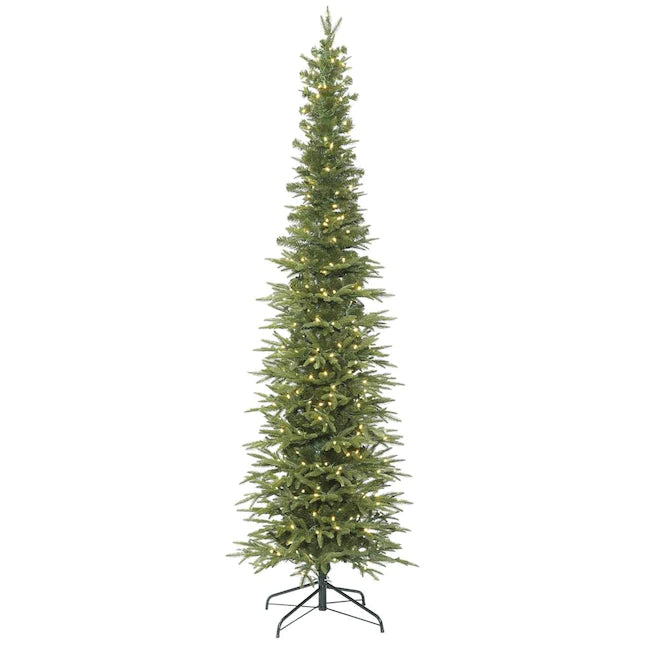 10-ft Pre-lit Traditional Slim Artificial Christmas Tree with LED Lights