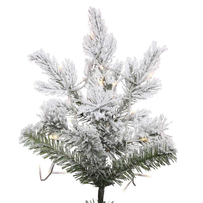 9-ft Pre-lit Traditional Slim Flocked White Artificial Christmas Tree with LED Lights