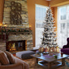 9-ft Pre-lit Traditional Slim Flocked White Artificial Christmas Tree with LED Lights