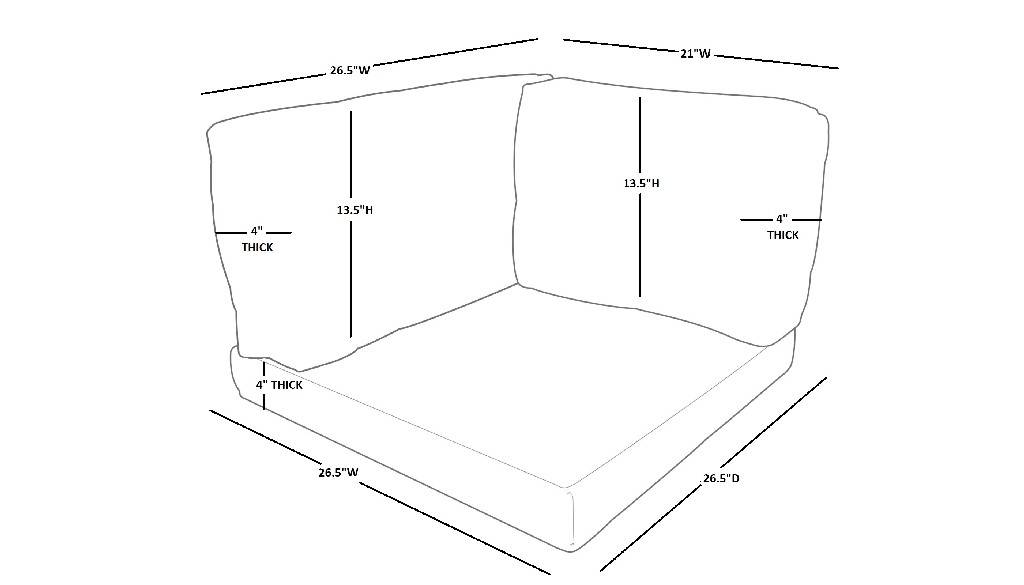 4 inch Cushions for Corner Chairs - TK Classics -CORNER