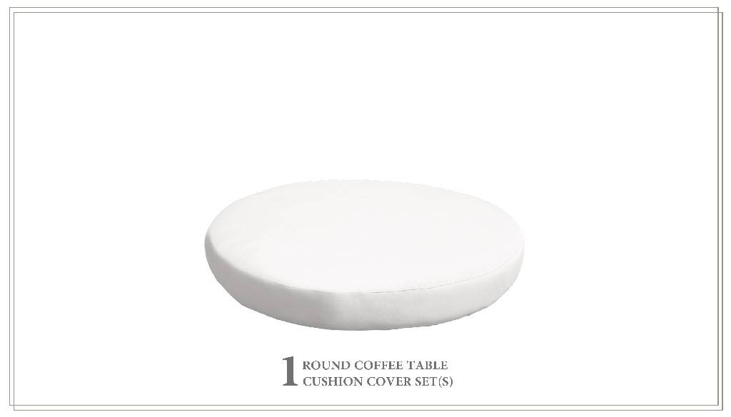 6 inch High Back Cushion for Round Ottoman in Sail White - TK Classics 020CUSHION-ROUND-WHITE CA319