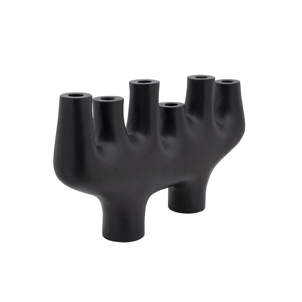 18" 6-candelabra, Black 9.75"H - 18.0" x 3.0" x 9.75"