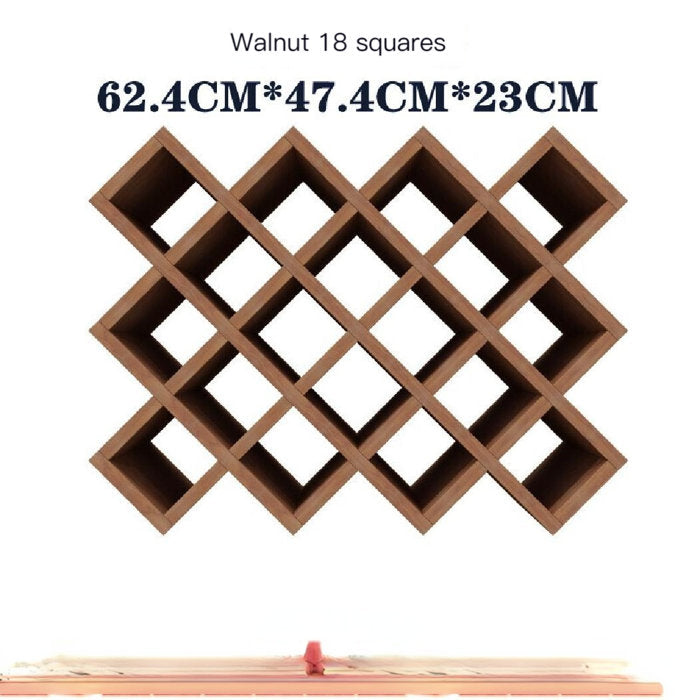 18 Bottle Solid Wood Tabletop Wine Bottle Rack in Brown
