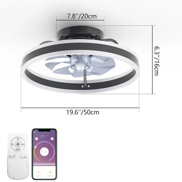 19.6'' Careen 8 - Blade LED Smart Bladeless Ceiling Fan with Remote Control and Light Kit Included