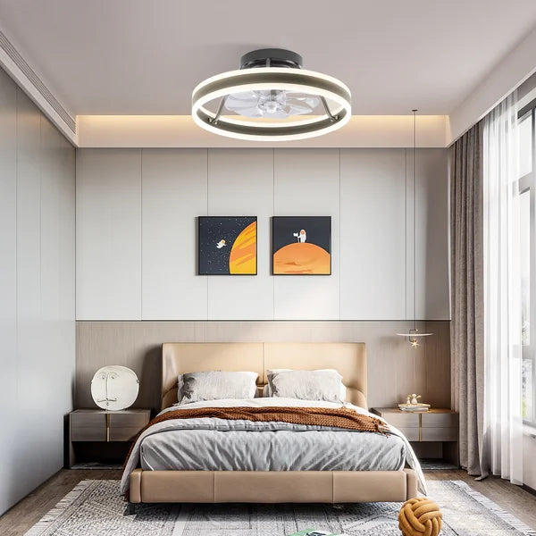 19.6'' Careen 8 - Blade LED Smart Bladeless Ceiling Fan with Remote Control and Light Kit Included