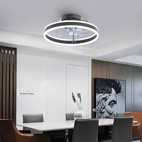 19.6'' Careen 8 - Blade LED Smart Bladeless Ceiling Fan with Remote Control and Light Kit Included