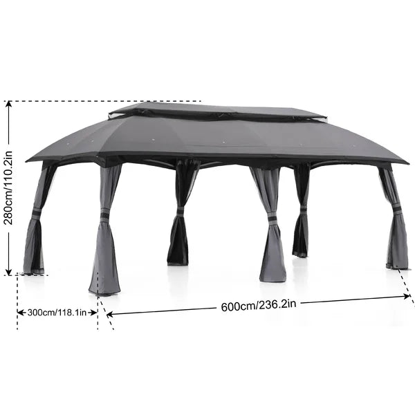 19.6 Ft W x 10 Ft. D Steel Patio Gazebo