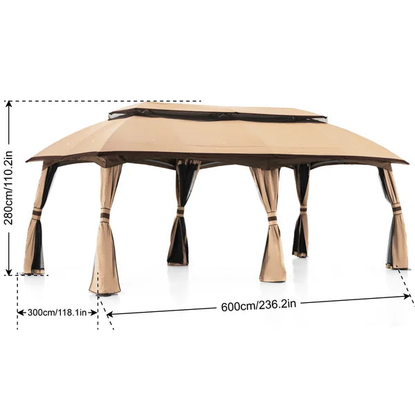 19.6 Ft W x 10 Ft. D Steel Patio Gazebo