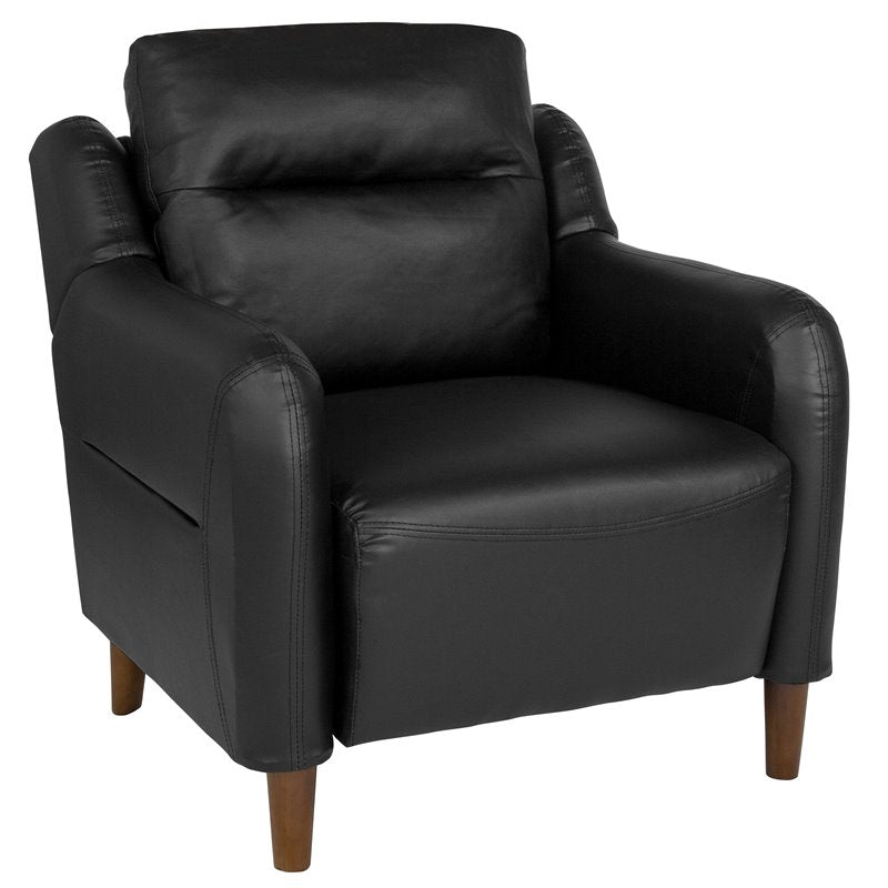 Newton Hill Bustle Back Leather Armchair, Black (#K2214)