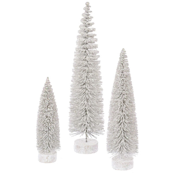 White Snow Oval Tree, Set of Three