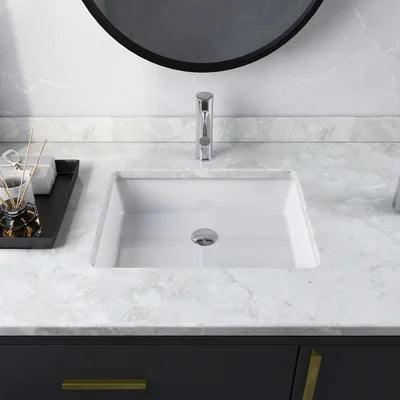 19 11/16" X 15 9/16" White Ceramic Rectangular Undermount Bathroom Sink with Overflow (Part number: DV-1U201)