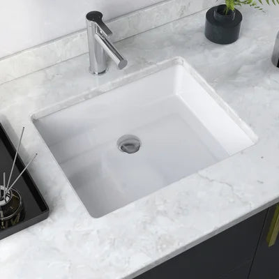 19 11/16" X 15 9/16" White Ceramic Rectangular Undermount Bathroom Sink with Overflow (Part number: DV-1U201)