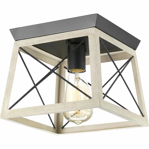 1 - Light 9.5'' Caged Square / Rectangle Flush Mount