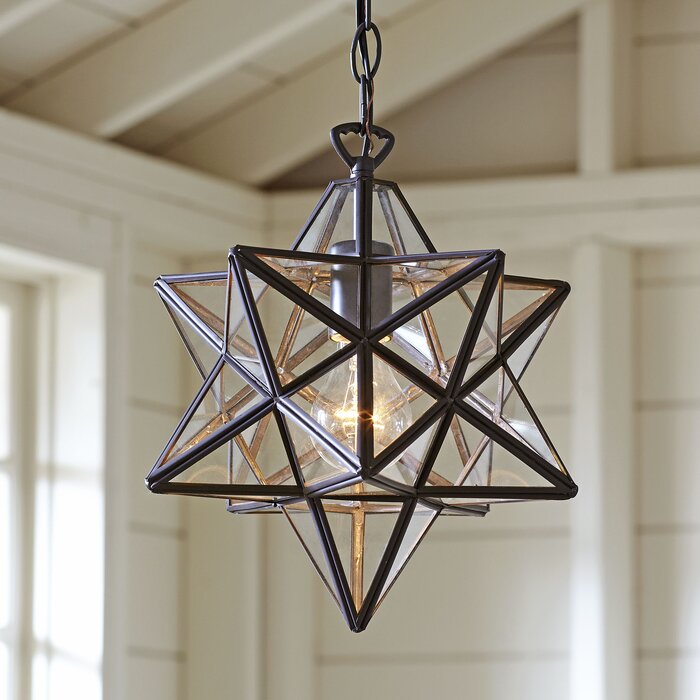 1-Light Single Star Pendant, Bronze/Clear - 10" x 9" x 9" (#K6654)