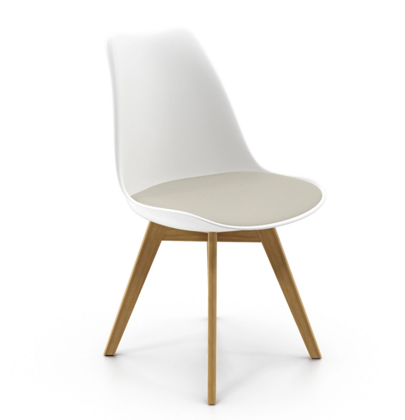 2pc set celine side chair white / grey / natural