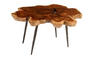 Makha burled wood coffee table, forged legs