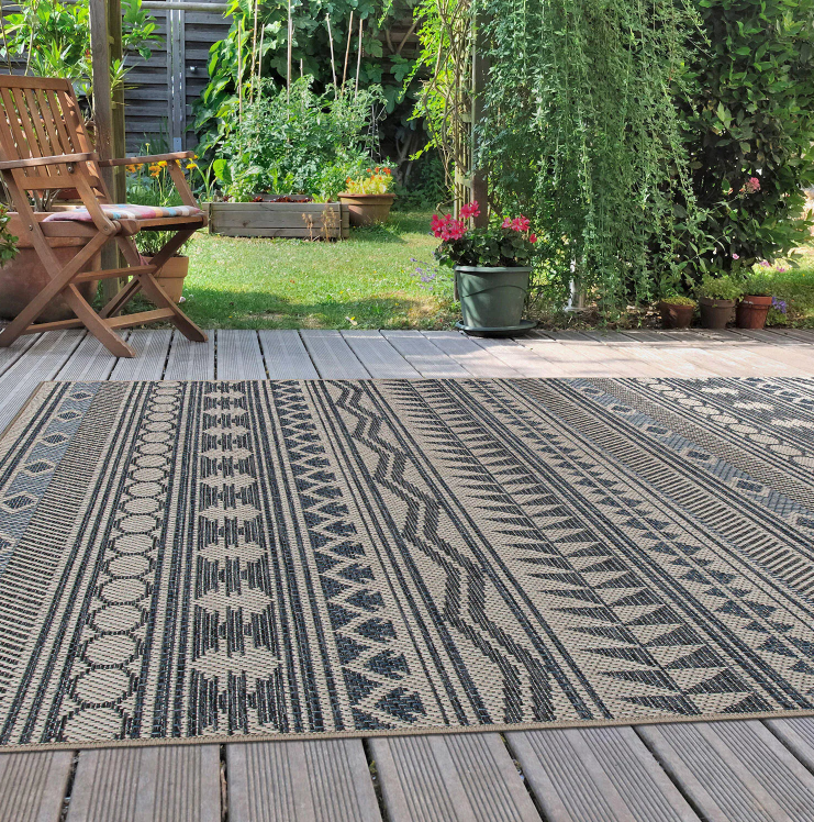 Bahama Cream 7 ft. 10 in. x 10 ft. Modern Bohemian Global Indoor/Outdoor Area Rug