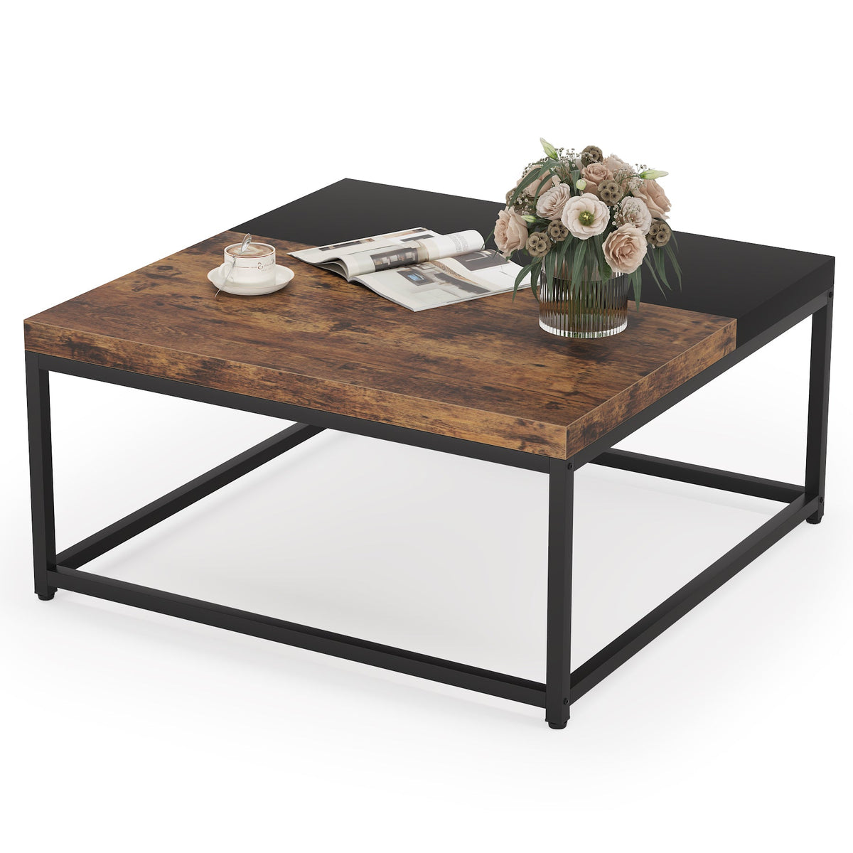 Tribesigns Coffee Table, Industrial Square Cocktail Table – Salvage ...