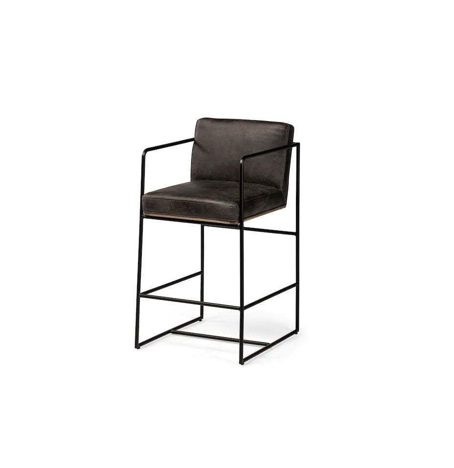 Mercana Stamford Black 26-in H Counter height Upholstered Bar Stool