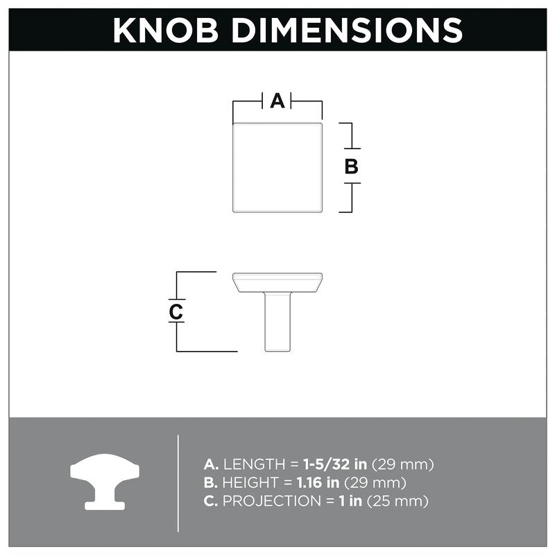 1 1/8" Length Square Knob Multipack (Set of 9)