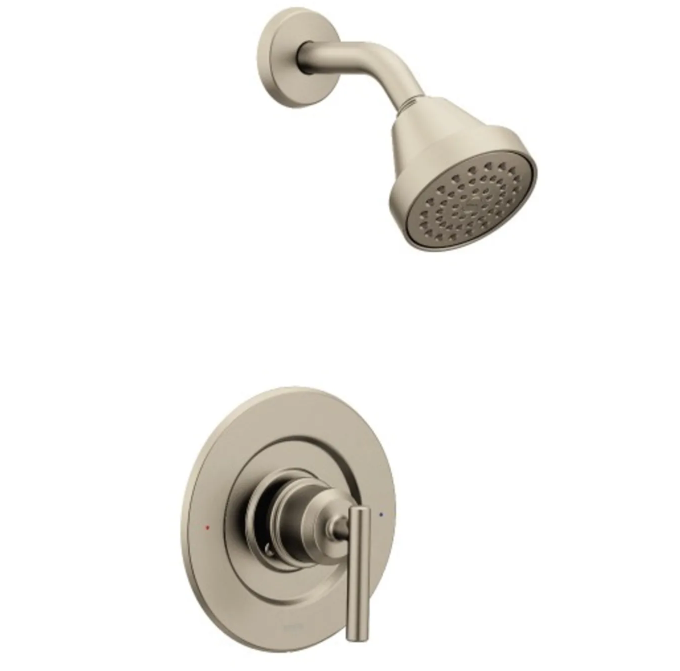 Moen Gibson Posi-Temp Pressure Balanced Shower Trim with 1.75 GPM Single Function Showerhead and Single Lever Valve Trim - Less Rough In Valve