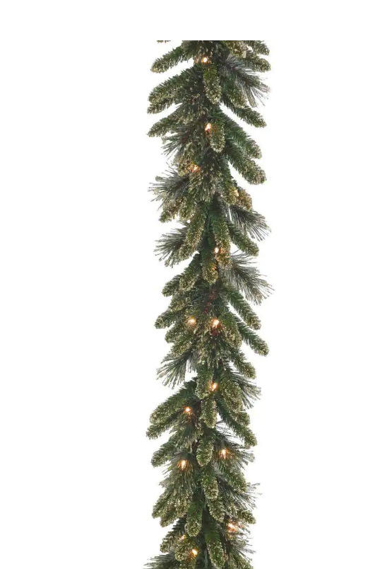 9 ft. x 10 in. Glittery Gold Pine Garland with Glitter, Gold Cones, Gold Glittered Berries